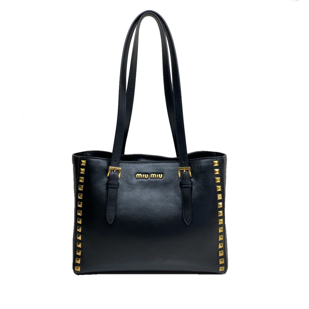 Miu Miu Leather Bag Black Tote Studded - image 2